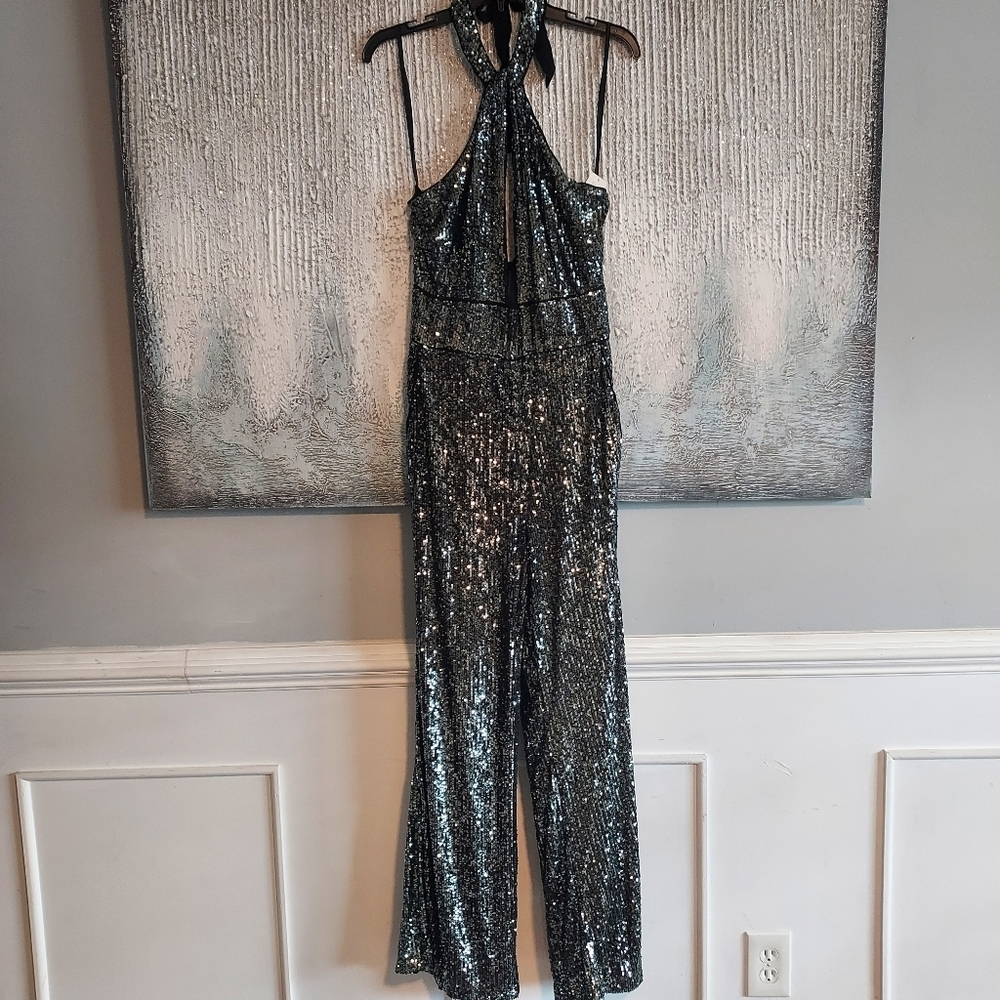 MaEVE by ANTROPOLOGIE Sequins Halter neck Festive Jumpsuit - Picture 8 of 11